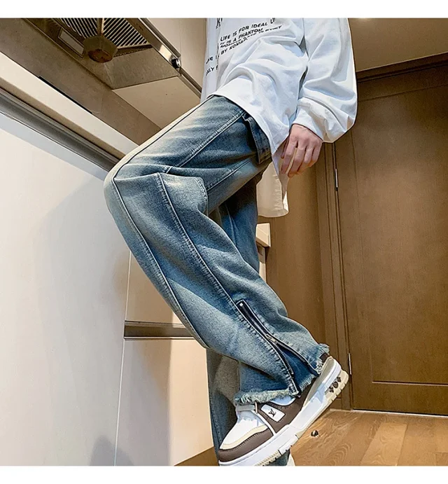 Men's Spring Vibe Side-Zip Hiphop Denim Detail