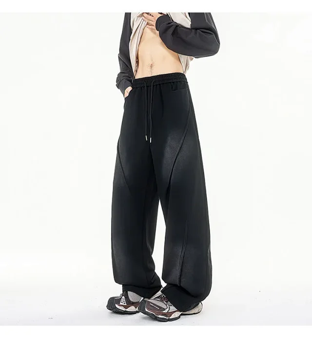 190 Tall Men's Long Washed Distressed Casual Pants Detail