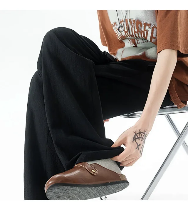 Men's Summer Linen-Cotton Loose Trousers (2m) Detail