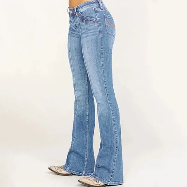 Western Women's Denim Low-rise Flared Pants Detail