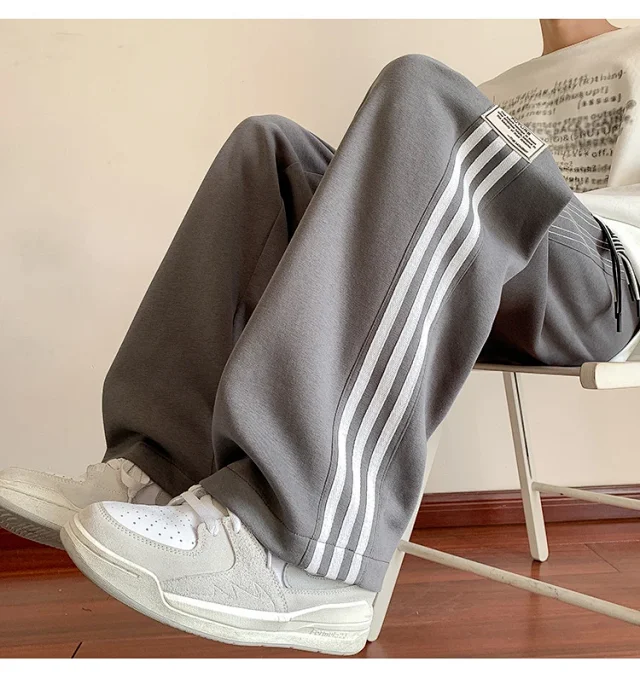 Japanese Oversize Men's Spring Retro Stripe Pants Detail
