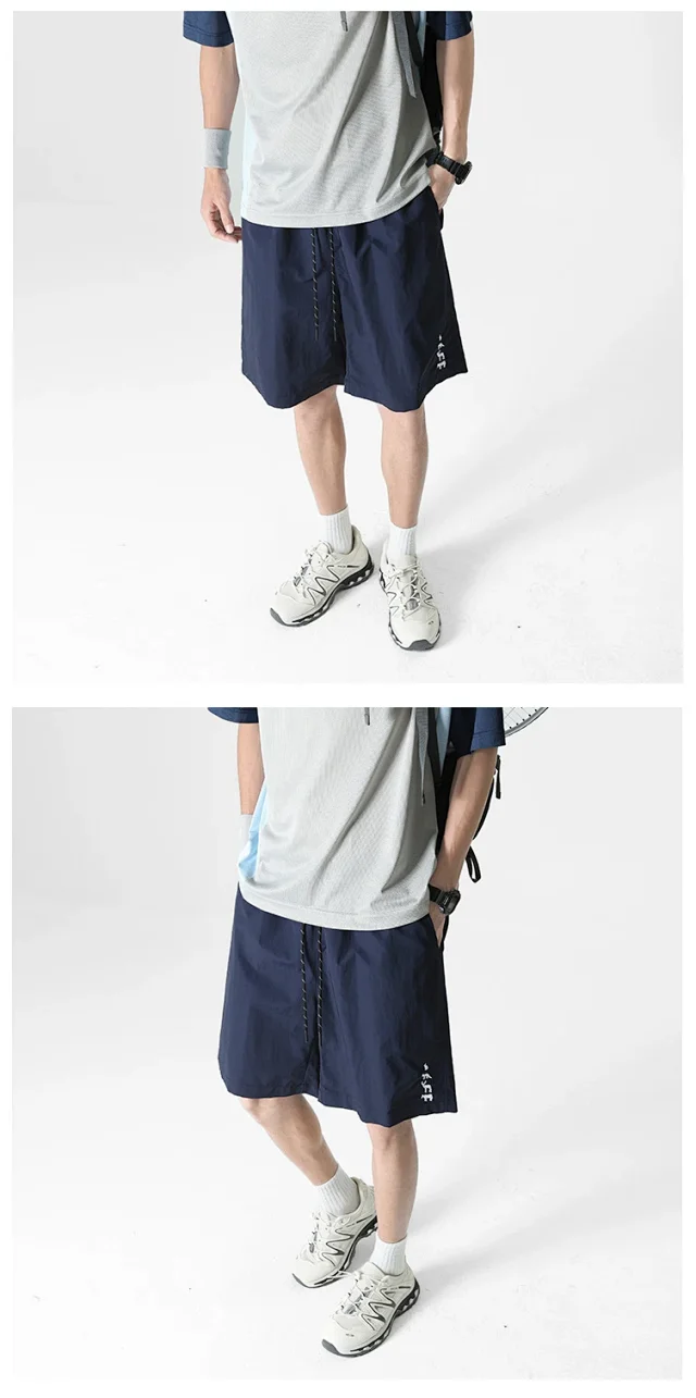 Unisex Embroidered Cargo Shorts Detail