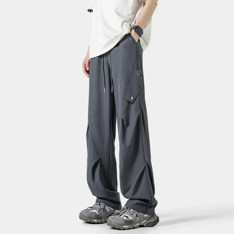 Men's Summer Thin Plain Elastic Ice Silk Pants