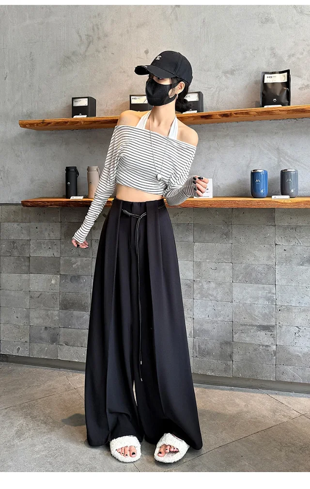 2025 Fall New Arrival: High-Waisted Wide-Leg Trousers for Women Detail