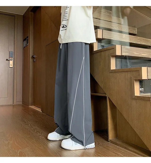 Trendy Brand Striped Ice Silk Pants for Men Detail