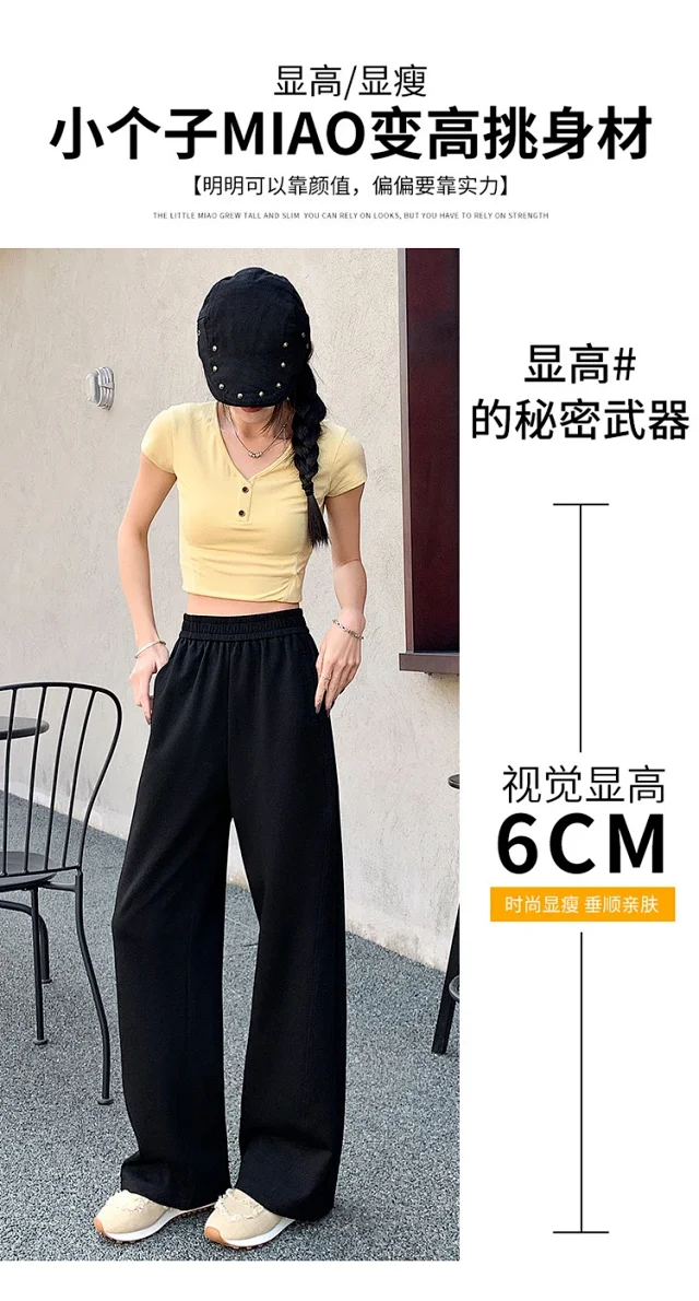 2025 Women's Slim Fit High - Waist Wide - Leg Pants Detail