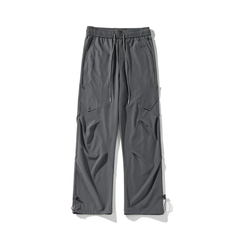 Men's Summer Thin Plain Elastic Ice Silk Pants