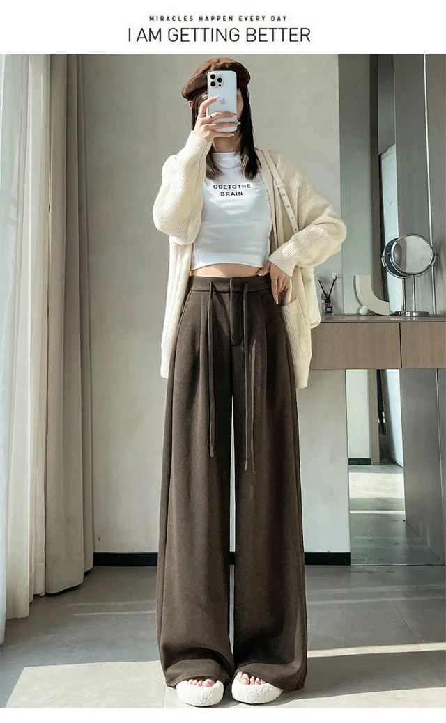2025 Fall/Winter Women's Glutinous Rice Cashmere WideLeg Pants Detail