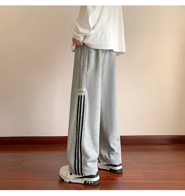 Japanese Oversize Men's Spring Retro Stripe Pants Detail