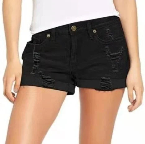 Women's Distressed Cuffed Denim Shorts
