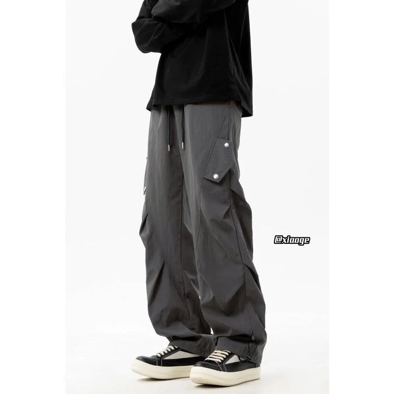 2025 Summer Men's Khaki Parachute Pants