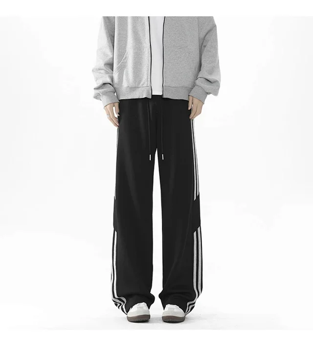 2025 Spring New US High Street Striped Patchwork Sweatpants for Men (Large Size, Wide-Leg, Loose & Casual Sportswear) Detail