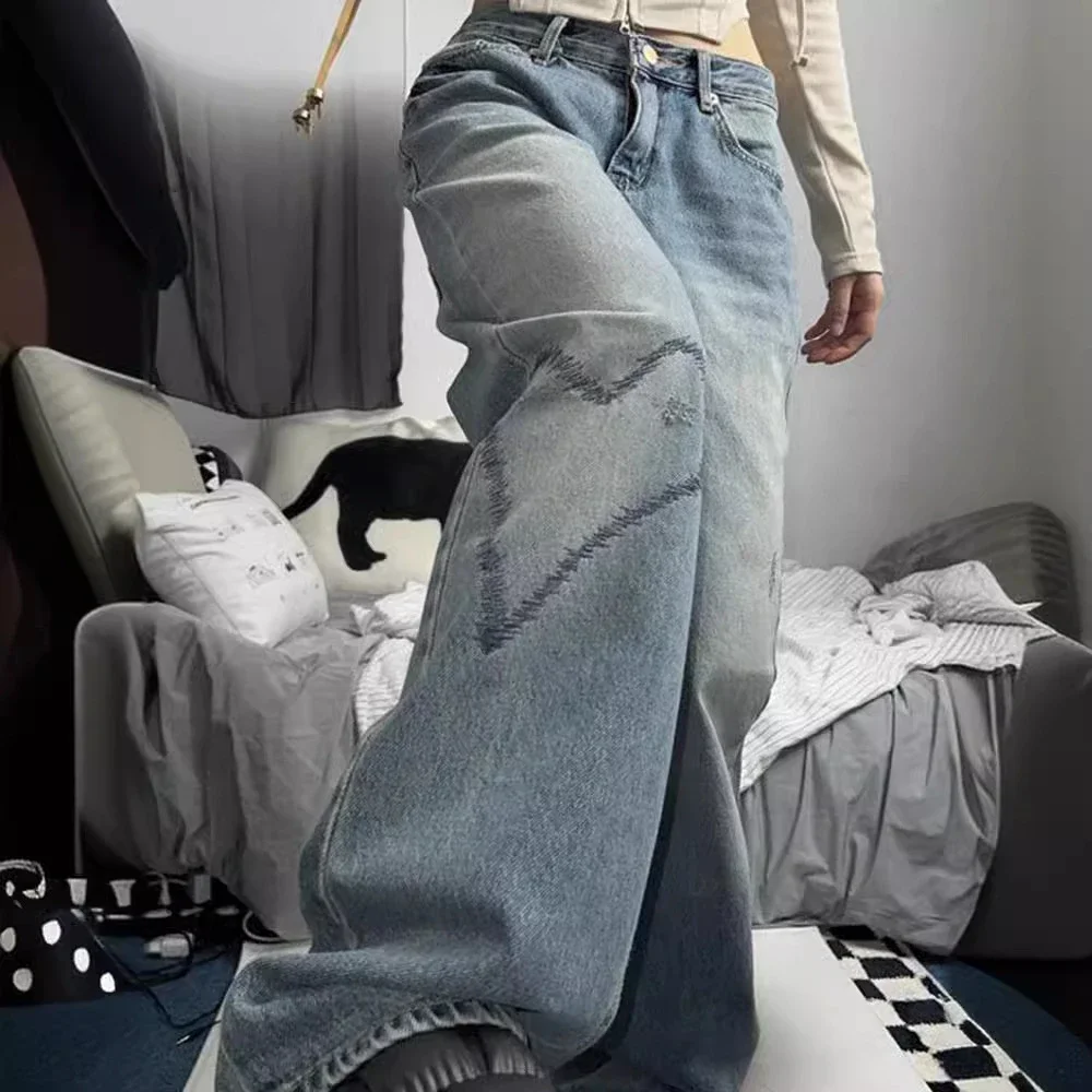 Vintage Wide - Leg Printed Jeans for Women