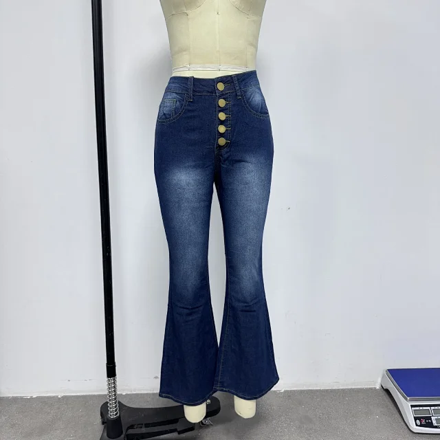 High-waisted Stretch Wide-leg Jeans (Women) Detail