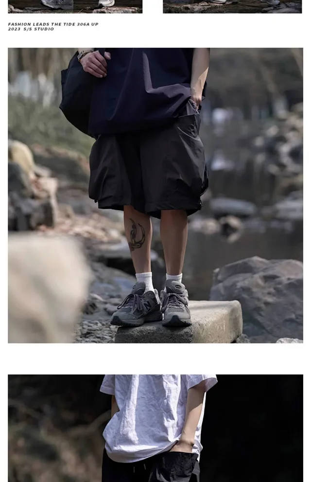 Navy Men's Vintage Cargo Shorts Detail
