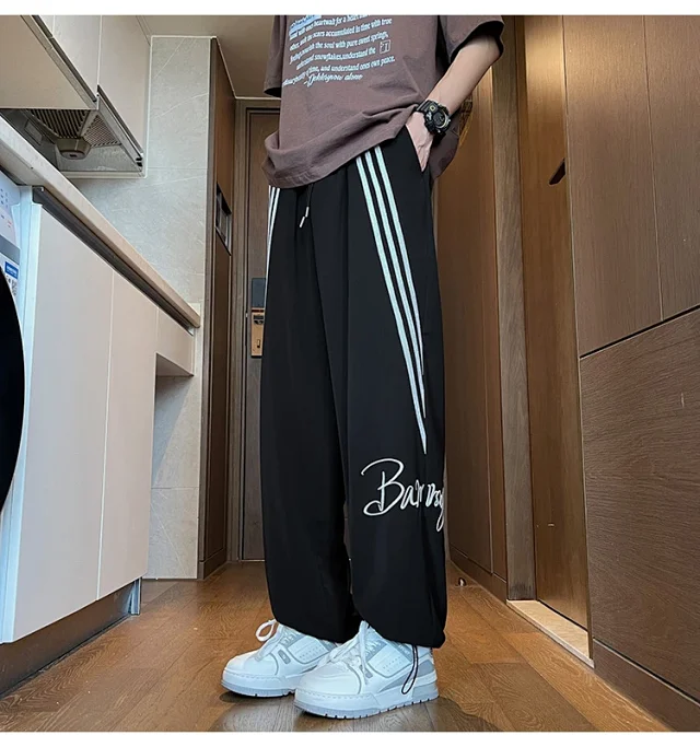 Men's Summer Ice Silk Baggy Straight Leg Trousers Detail