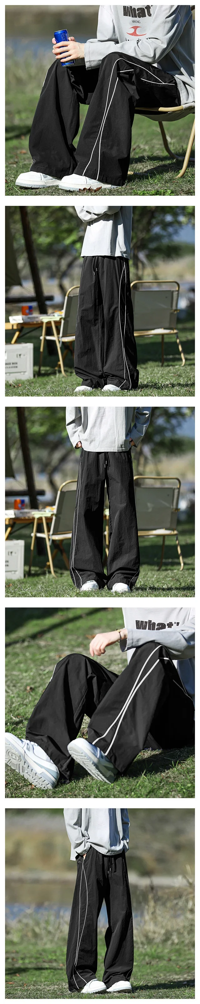 Men's Summer Casual Wide-Leg Parachute Pants Detail