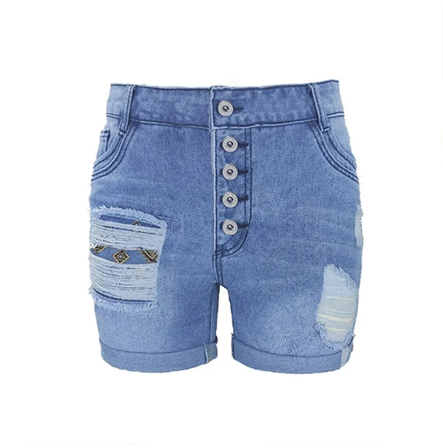 European Sourced Slim Denim Shorts Detail