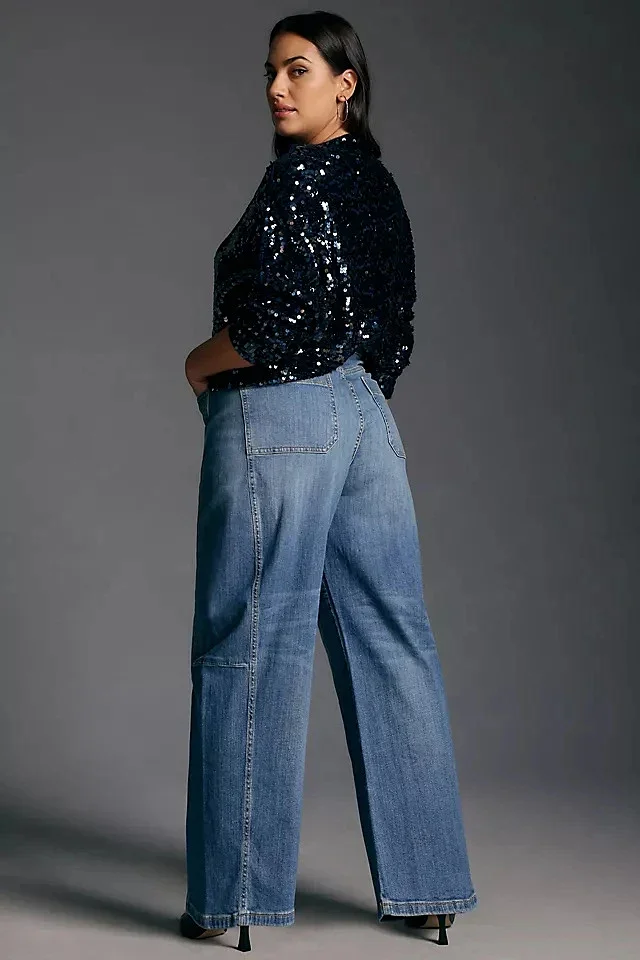 Women's Wide-Leg High-Waist Jeans Detail