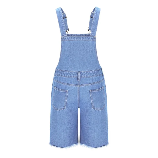 TEMU Big Size Ripped Men's Denim Bib Shorts Detail