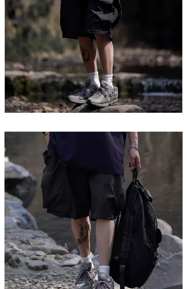 Navy Men's Vintage Cargo Shorts Detail