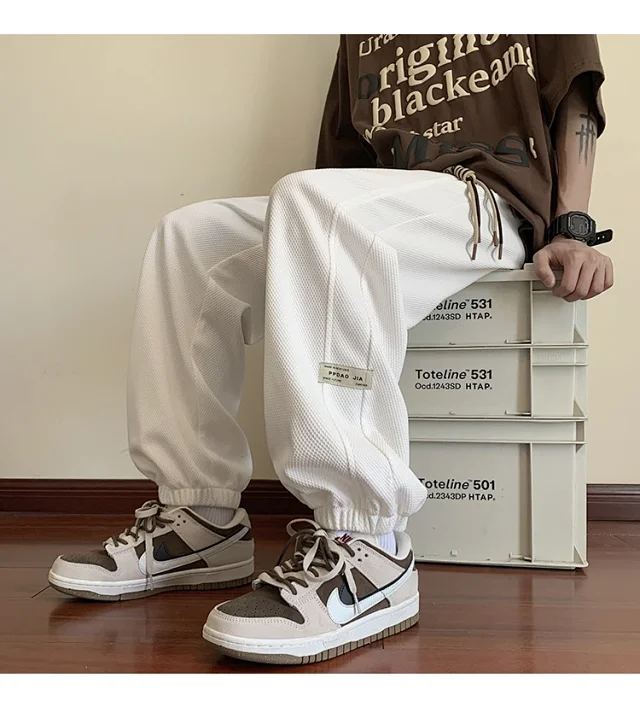 Men's Spring Autumn Waffle Casual Pants Detail