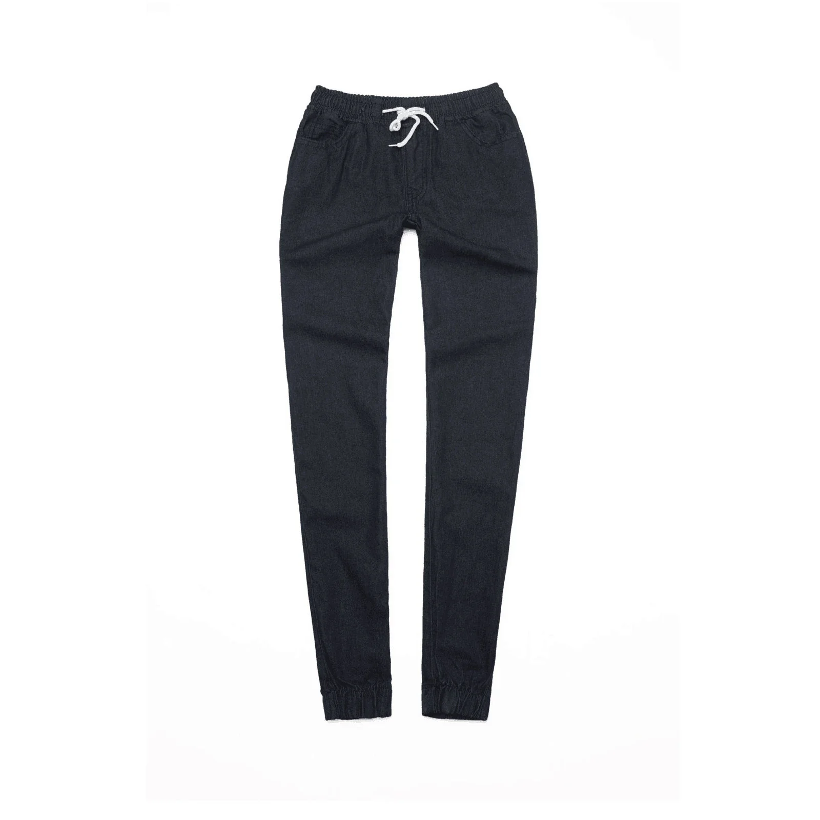 Elastic Waist Drawstring Low-Rise Denim Pants for Women