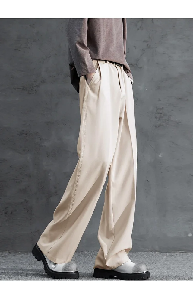 Dark Gray Straight 3 - Needle Trousers for Men Detail