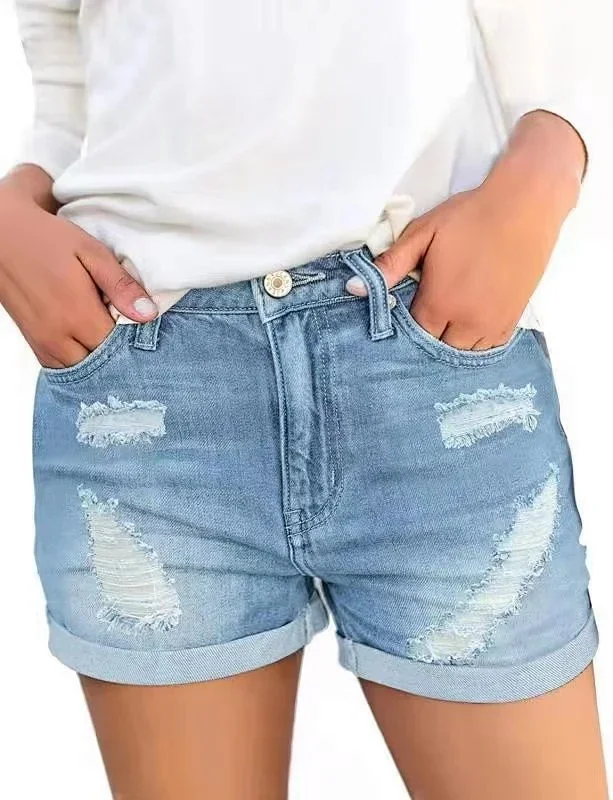 Plus-Size Retro Y2K Denim Shorts Detail
