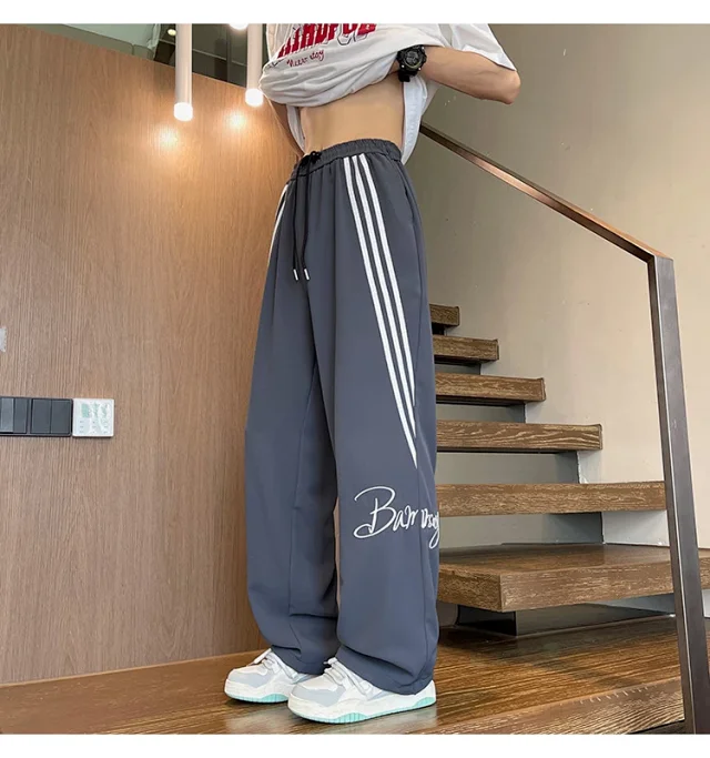 Men's Summer Ice Silk Baggy Straight Leg Trousers Detail