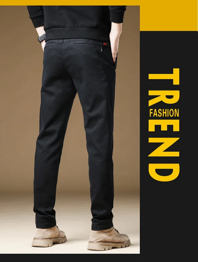Men's Winter Fleece Slim Straight Warm Business Pants Detail
