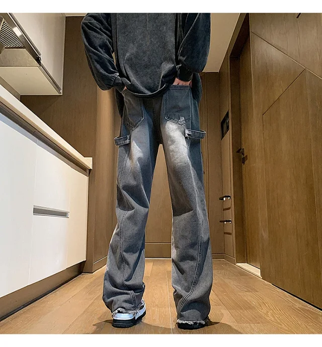 Men's Spring Vibe Side-Zip Hiphop Denim Detail