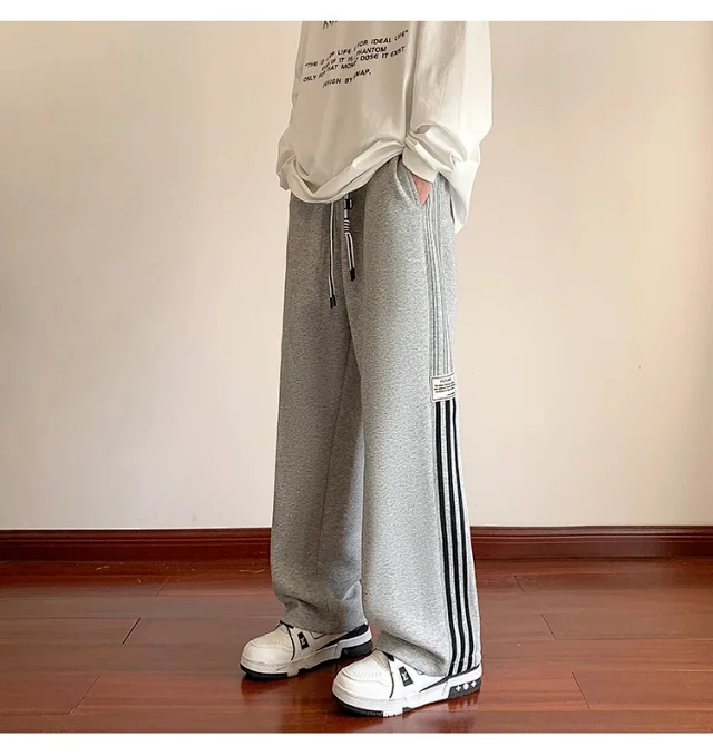 Japanese Oversize Men's Spring Retro Stripe Pants Detail