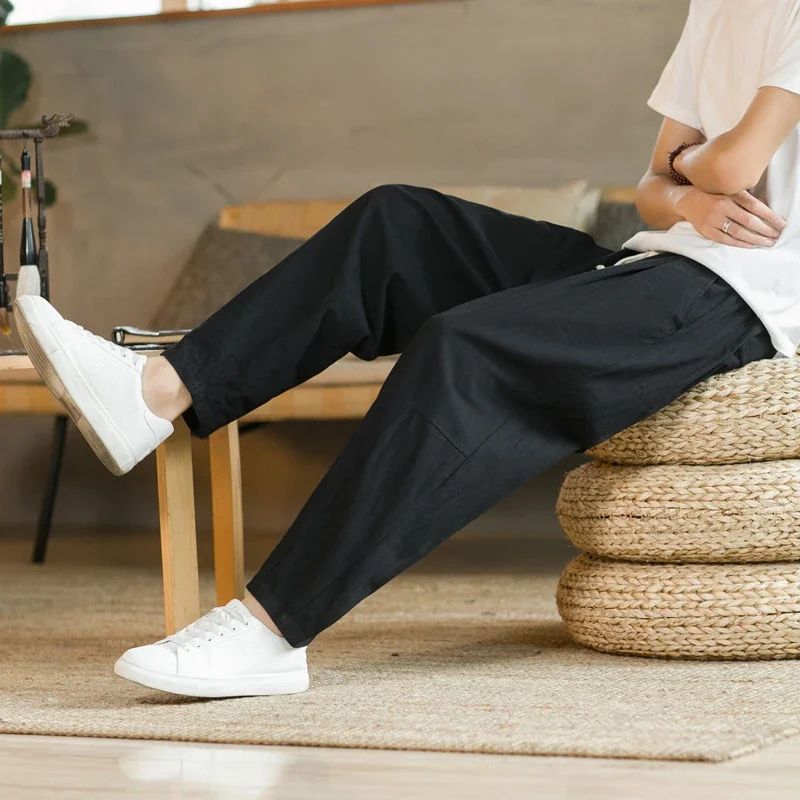 Men's Summer Thin Loose Wide-leg Cotton-Linen Pants