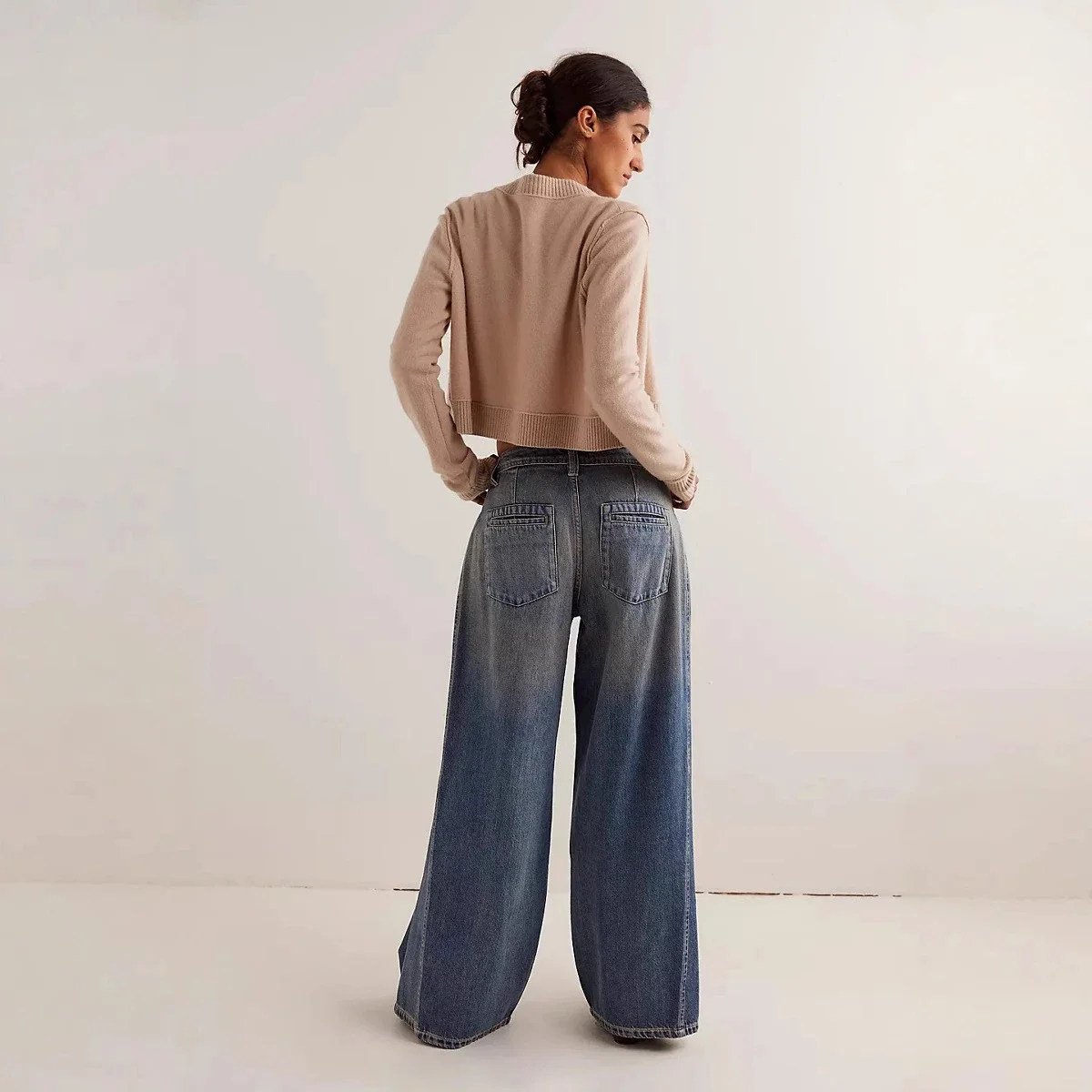Vintage Wide-Leg Denim Pants for Women
