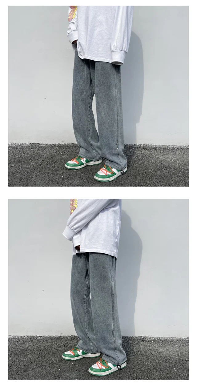 Spring/Summer Trendy Men's Loose Straight Jeans Detail