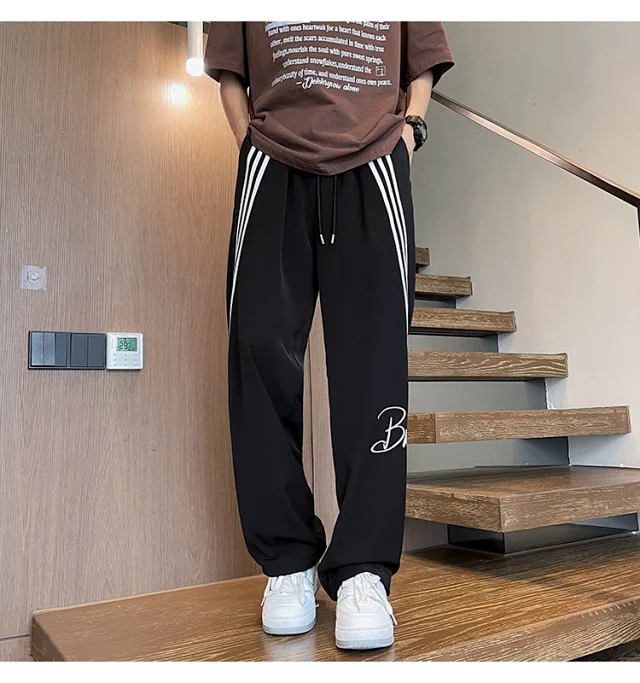 Men's Summer Ice Silk Baggy Straight Leg Trousers Detail
