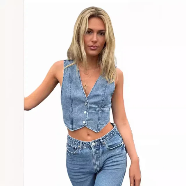 TUME Denim Vest for Women Detail
