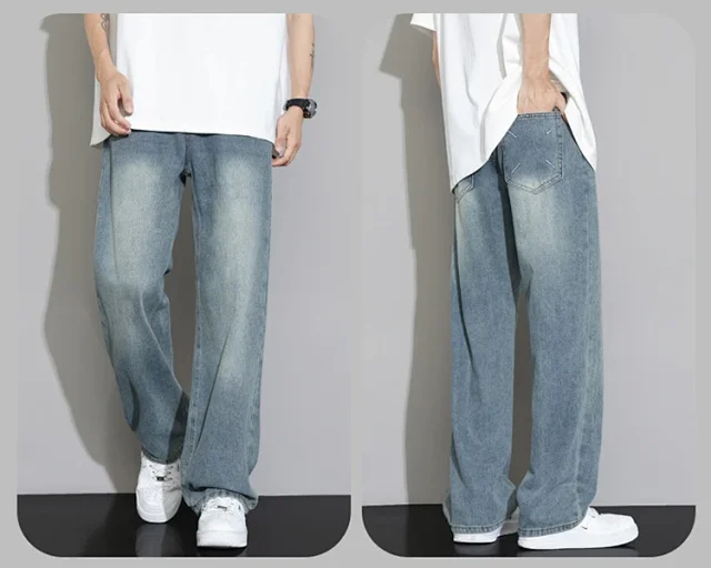 Vintage Straight-Wash Men's Jeans Detail