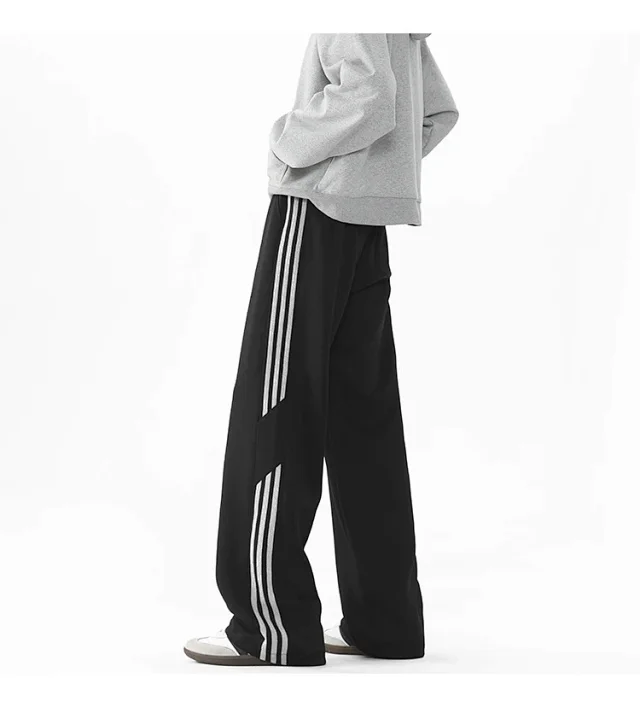 2025 Spring New US High Street Striped Patchwork Sweatpants for Men (Large Size, Wide-Leg, Loose & Casual Sportswear) Detail