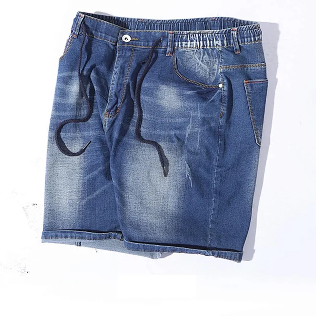 Men's Summer Elastic Waist Denim Shorts (Plus Size) Detail