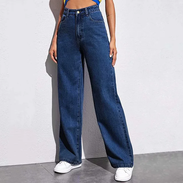 High-Waisted Wide-Leg Denim Jeans for Women Detail