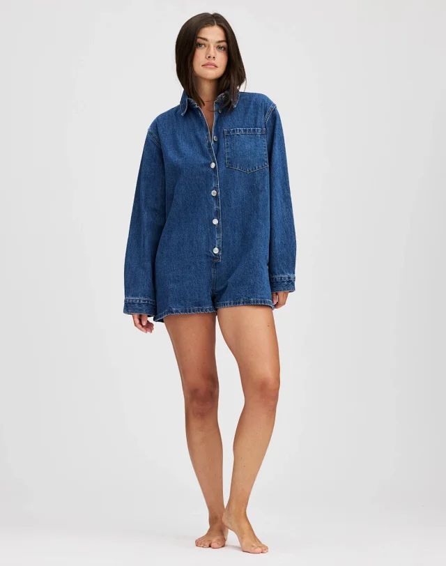 Vintage Plus-size Denim Shirt Jacket Detail