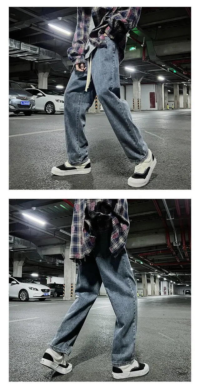Men's Retro High-Street Straight Jeans Detail
