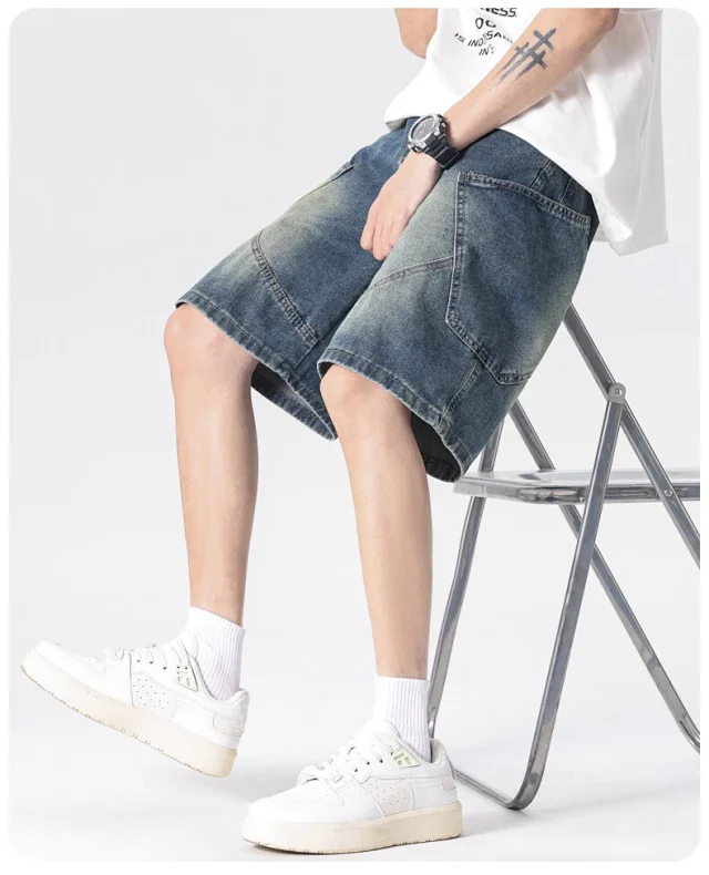 Men's Denim Shorts 2025 Summer Retro Detail
