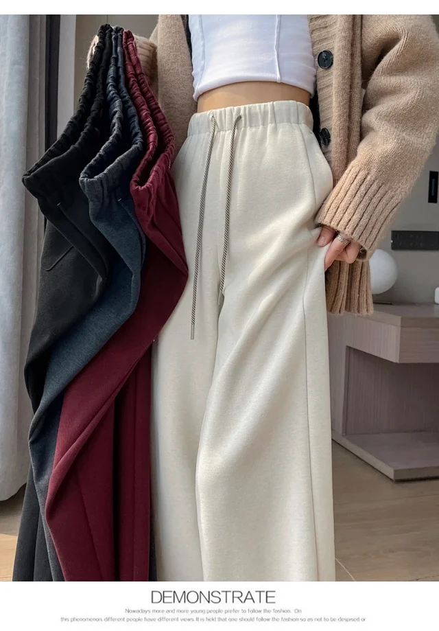 2025 New Autumn/Winter Cashmere Wide-Leg Pants for Women Detail