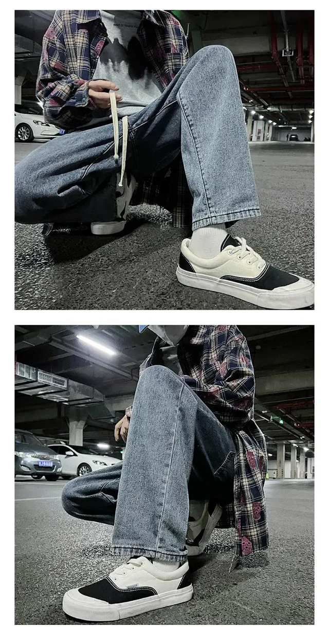 Men's Retro High-Street Straight Jeans Detail