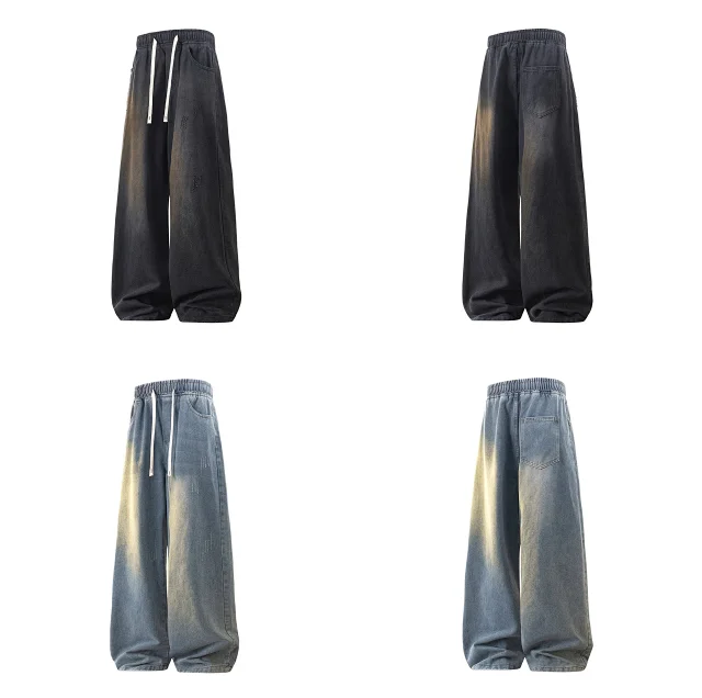 Men's Spring Loose Wide-leg Jeans Detail