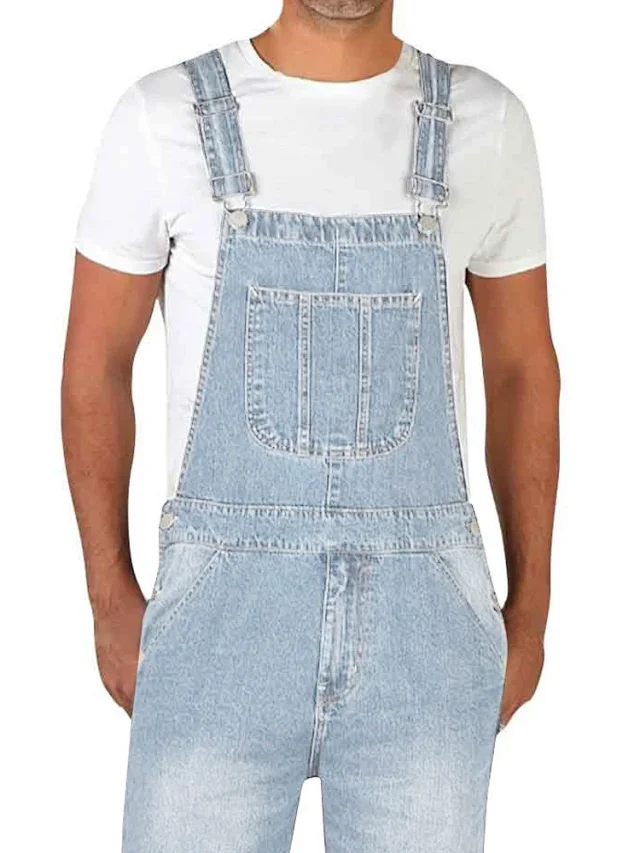 Vintage Men's Spring/Summer Denim Overalls Detail