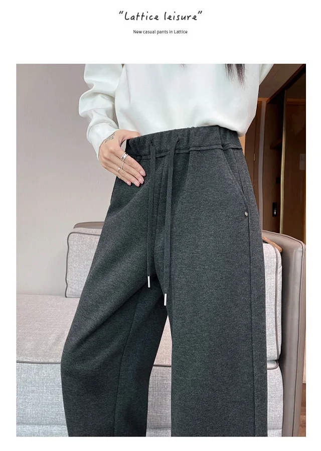 High-waist Drawstring Wide-leg Pants Detail